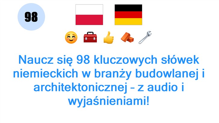 Naucz się 98 kluczowych słówek niemieckich w branży budowlanej i architektonicznej – z audio i wyjaśnieniami!